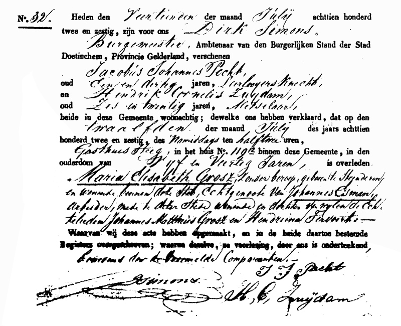 18620714 ovl akte 32 Maria E Grosz ev Johannes Esman